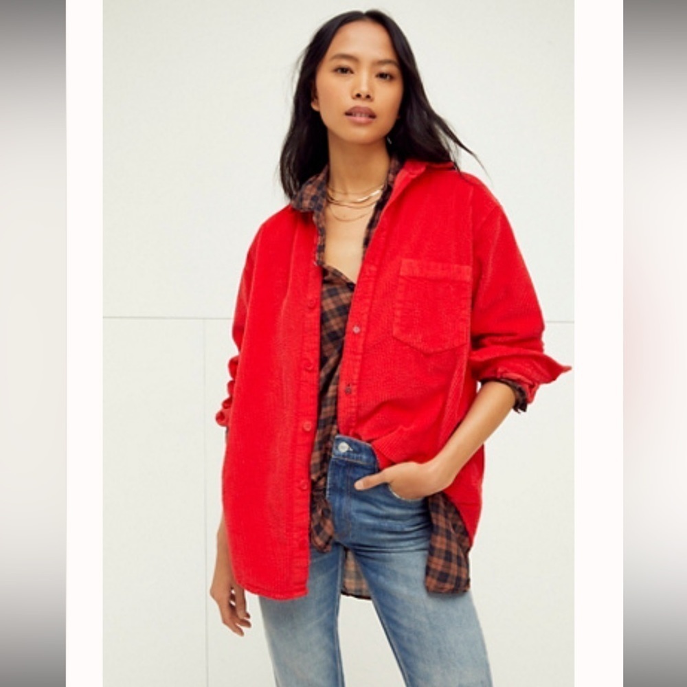 Free People Cord Buttondown Shirt